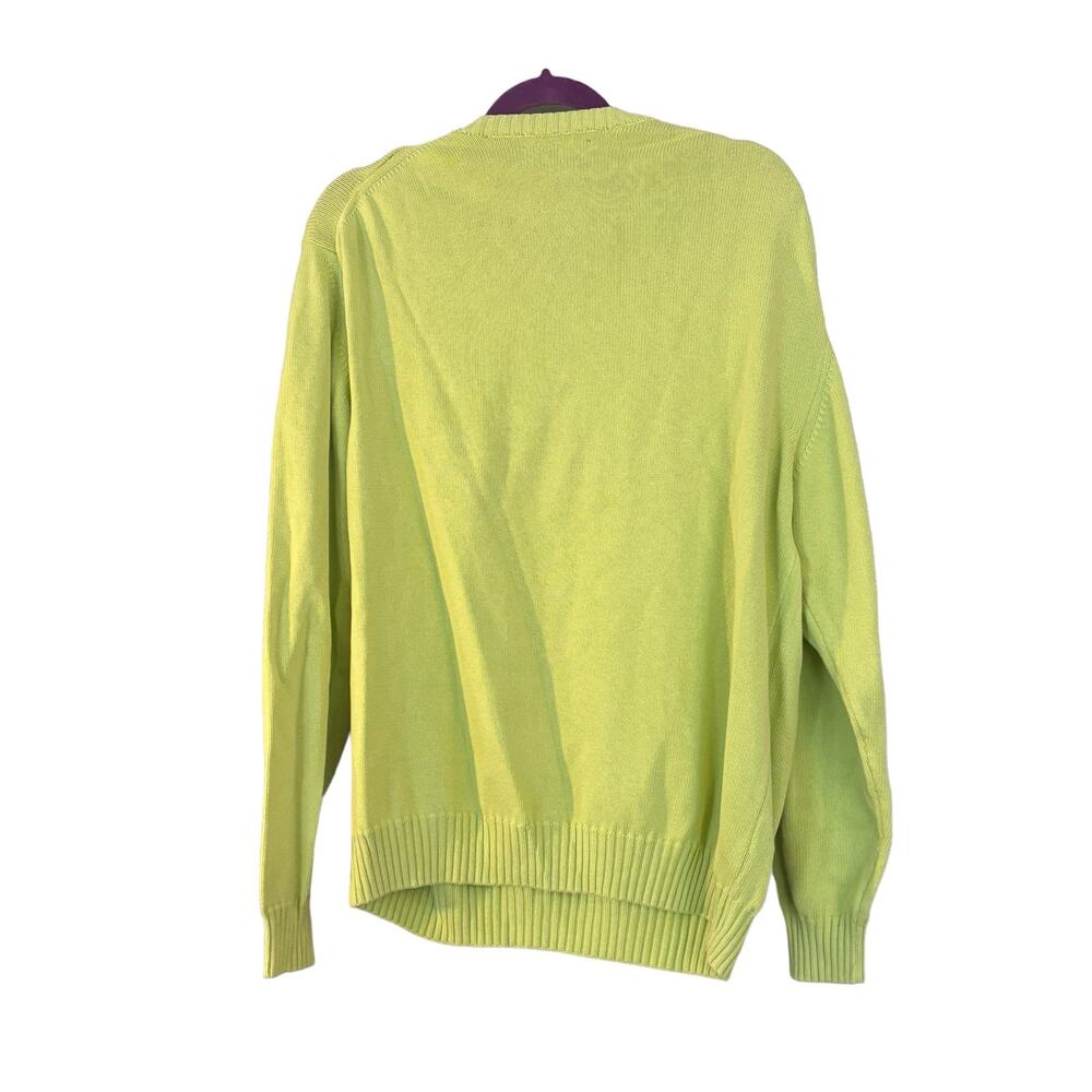 Scott Barber Green Sweater Mens XL V-neck Long Sleeve 100% Cotton Made in Italy - Picture 7 of 8